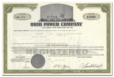 Ohio Power Company Bond Certificate