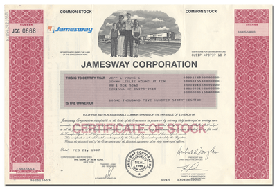 Jamesway Corporation Stock Certificate