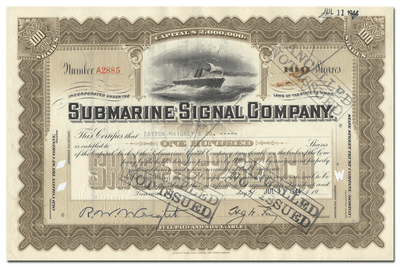 Submarine Signal Company Stock Certificate