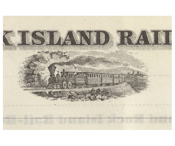 Chicago and Rock Island Railroad Company Stock Certificate Signed by Henry Farnam