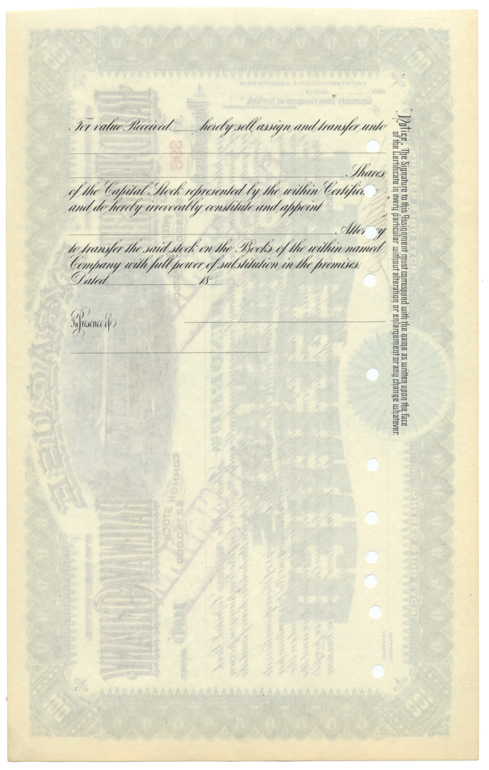 Syracuse Rapid Transit Railway Company Stock Certificate