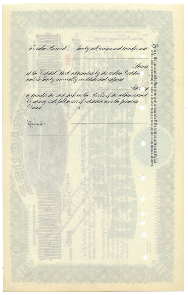 Syracuse Rapid Transit Railway Company Stock Certificate