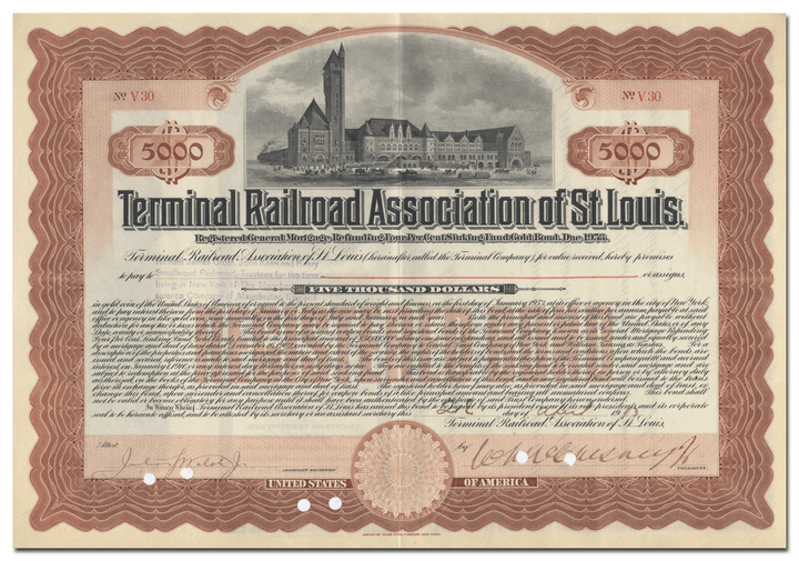 Terminal Railroad Association of St. Louis Bond Certificate