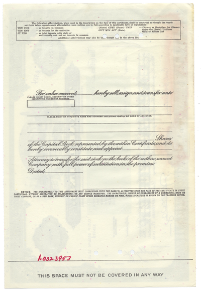 Texaco, Inc. Stock Certificate