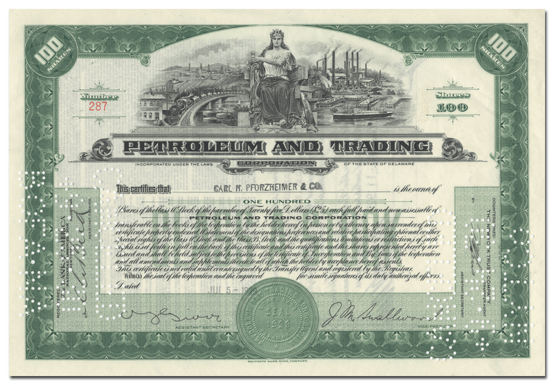 Petroleum and Trading Corporation Stock Certificate