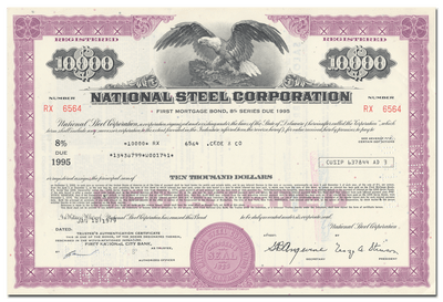 National Steel Corporation Bond Certificate