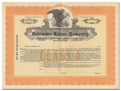 Delaware Rayon Company Stock Certificate