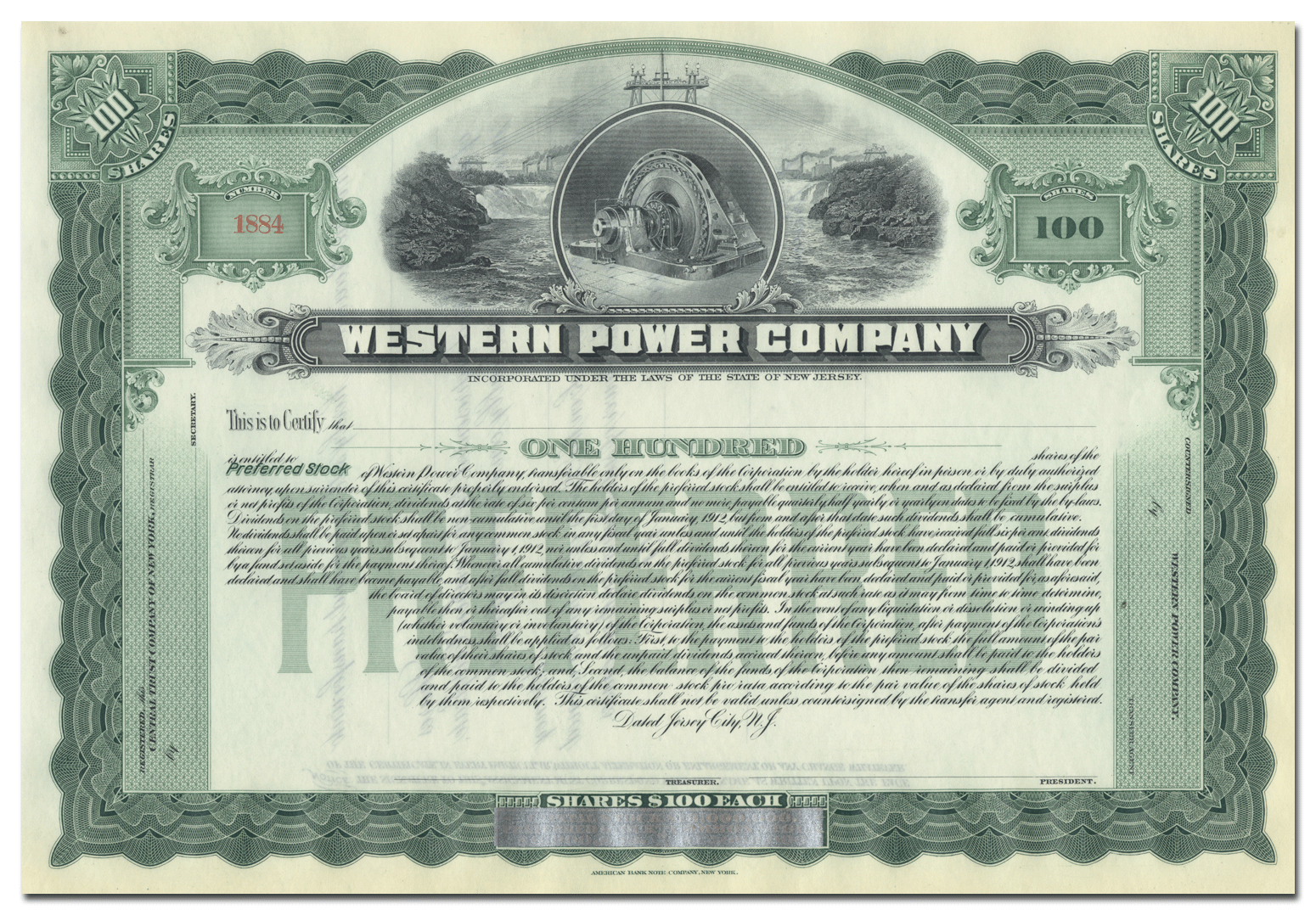 Western Power Company Stock Certificate