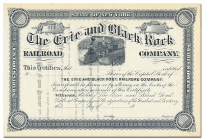 Erie and Black Rock Railroad Company Stock Certificate