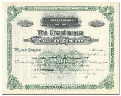 Chautauqua Traction Company Stock Certificate