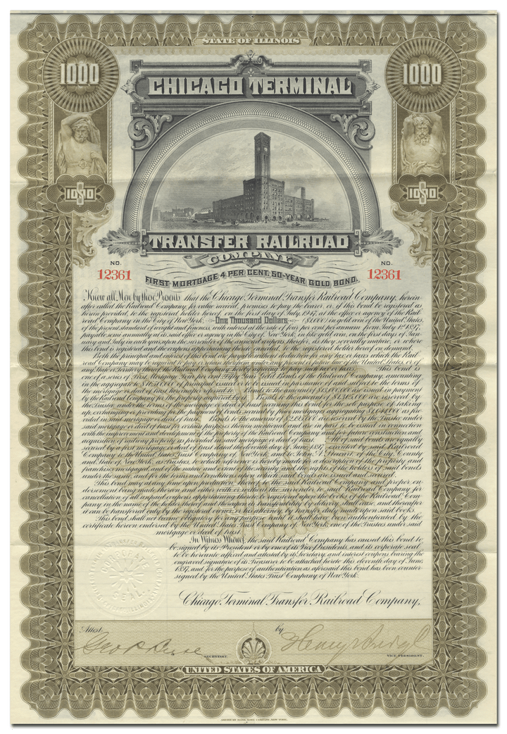 Chicago Terminal Transfer Railroad Company Bond Certificate