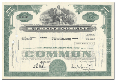 H. J. Heinz Company Stock Certificate
