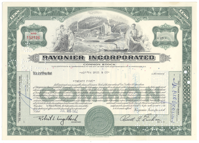 Rayonier Incorporated Stock Certificate