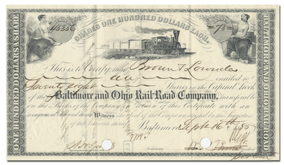 Baltimore and Ohio Rail-Road Company Stock Certificate