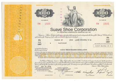 Suave Shoe Corporation Bond Certificate