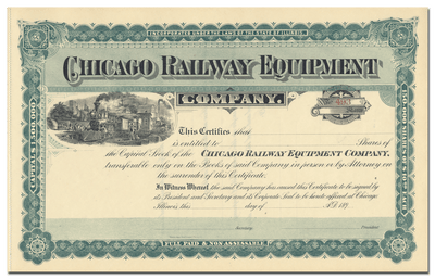 Chicago Railway Equipment Company Stock Certificate