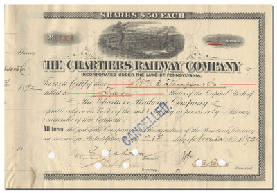 Chartiers Railway Company Stock Certificate