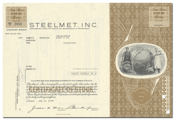 Steelmet, Inc. Stock Certificate