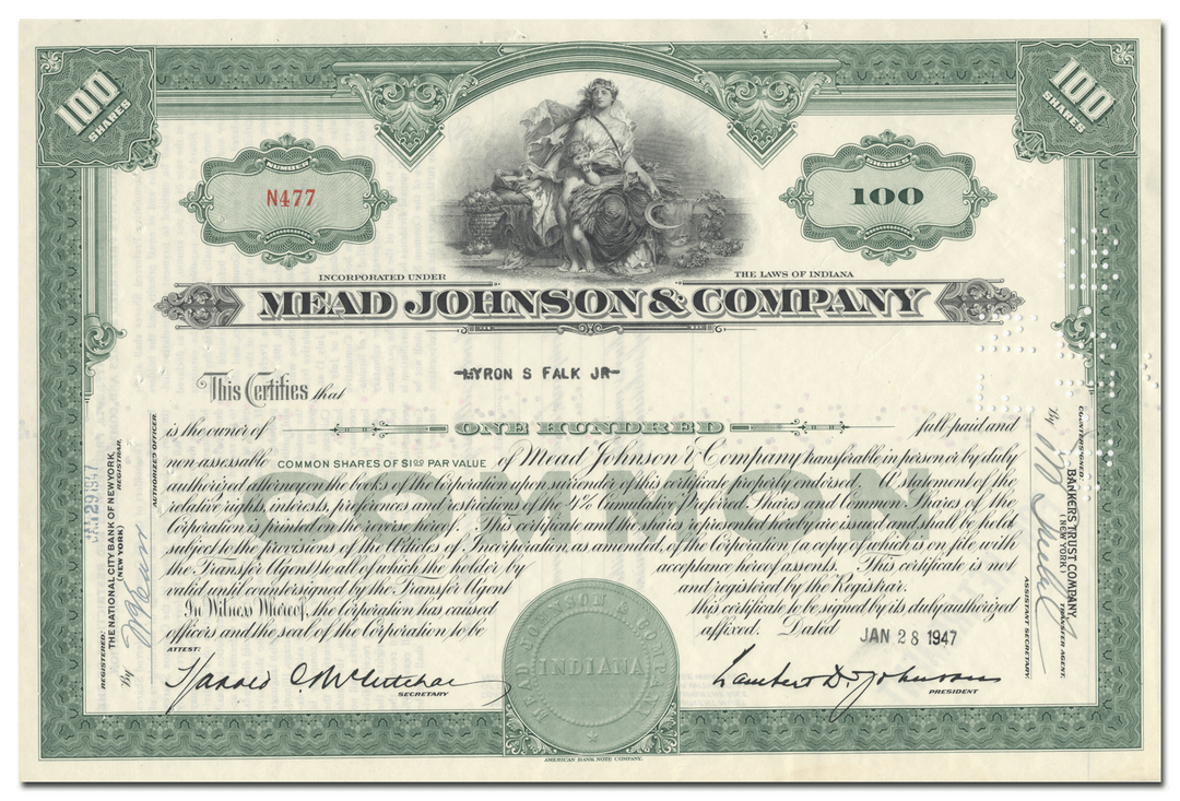 Mead Johnson & Company Stock Certificate