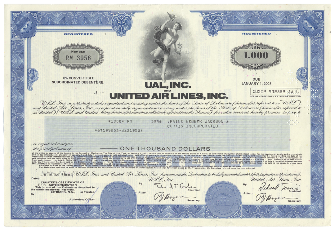 UAL, Inc. and United Air Lines, Inc. Bond Certificate