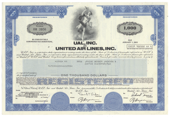 UAL, Inc. and United Air Lines, Inc. Bond Certificate