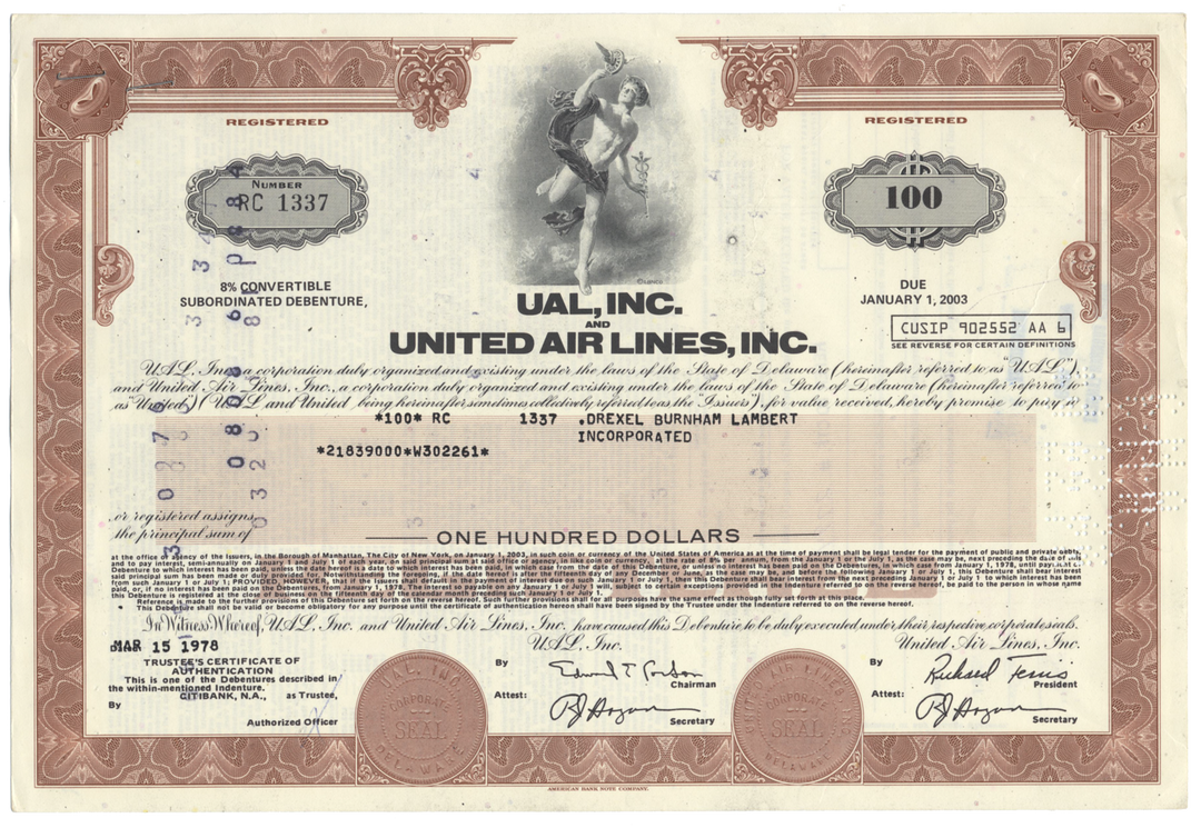 UAL, Inc. and United Air Lines, Inc. Bond Certificate