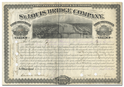 St. Louis Bridge Company Stock Certificate