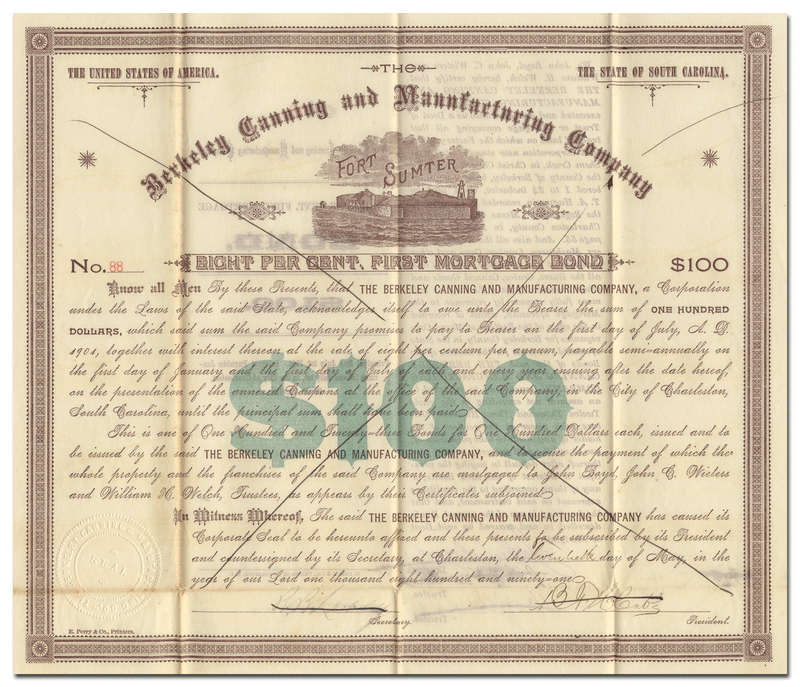 Berkeley Canning and Manufacturing Company Bond Certificate