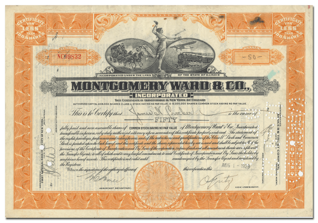 Montgomery Ward & Co., Incorporated Stock Certificate