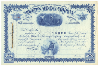 Moulton Mining Company Stock Certificate
