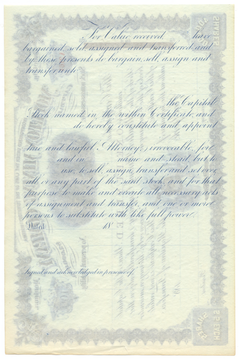 Moulton Mining Company Stock Certificate