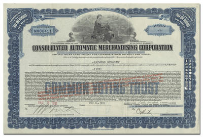 Consolidated Automatic Merchandising Corporation Stock Certificate