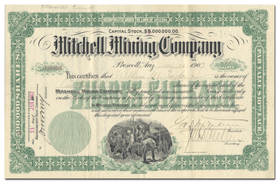 Mitchell Mining Company Stock Certificate