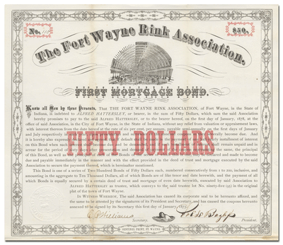 Fort Wayne Rink Association Bond Certificate