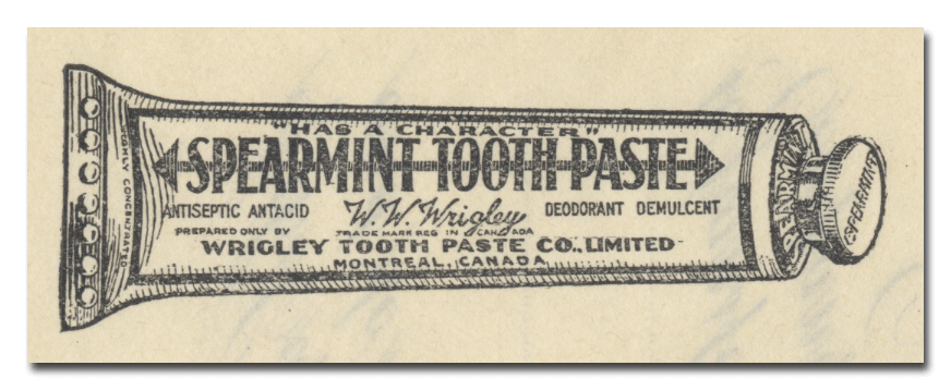 Wrigley Tooth Paste Co., Limited Stock Certificate Signed by W. W. Wrigley