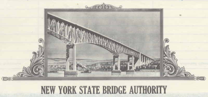 New York State Bridge Authority Bond Certificate
