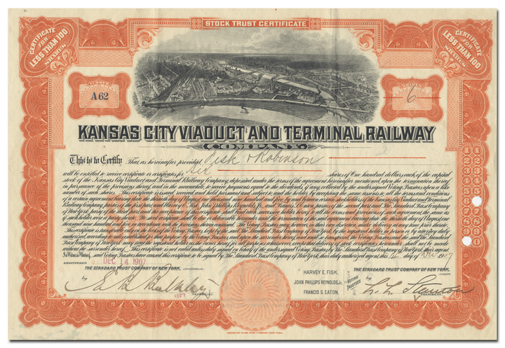 Kansas City Viaduct and Terminal Railway Company Stock Certificate