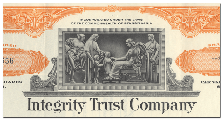 Integrity Trust Company Stock Certificate