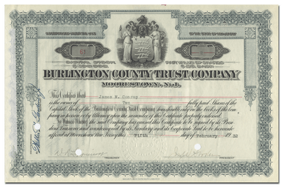 Burlington County Trust Company Stock Certificate