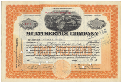 Multibestos Company Stock Certificate