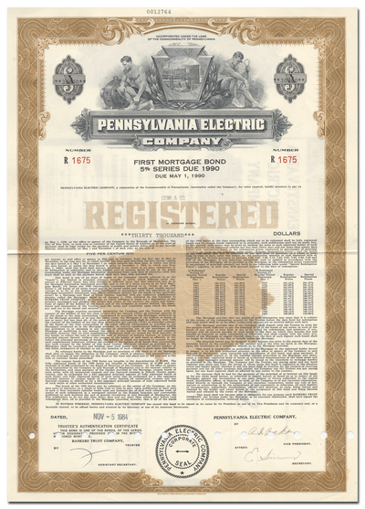 Pennsylvania Electric Company Bond Certificate