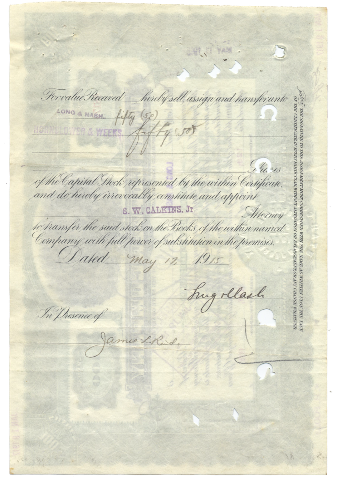 Utah Copper Company Stock Certificate