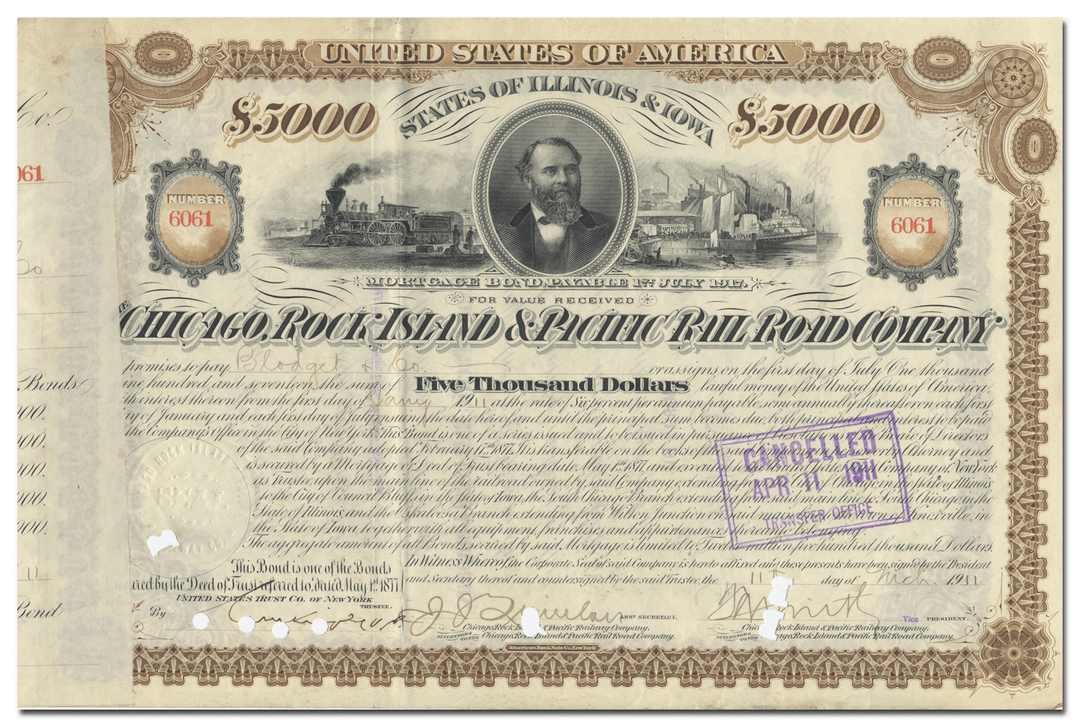 Chicago, Rock Island and Pacific Rail Road Company Bond Certificate