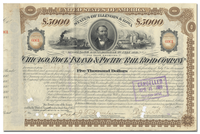 Chicago, Rock Island and Pacific Rail Road Company Bond Certificate