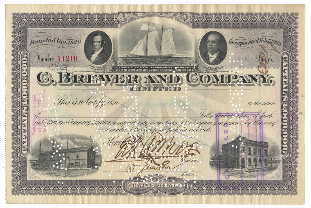 C. Brewer and Company Stock Certificate