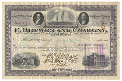 C. Brewer and Company Stock Certificate