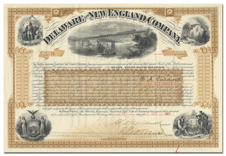 Delaware and New England Company Stock Certificate