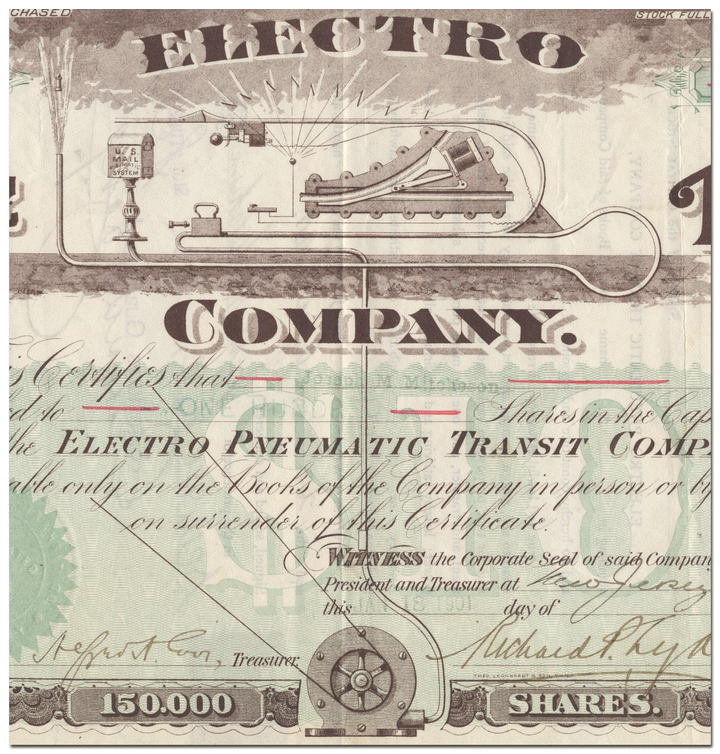 Electro Pneumatic Transit Company Stock Certificate