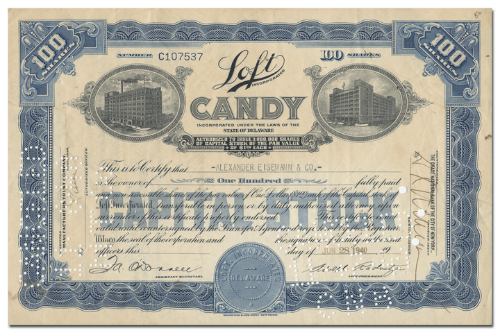 Loft Incorporated Stock Certificate