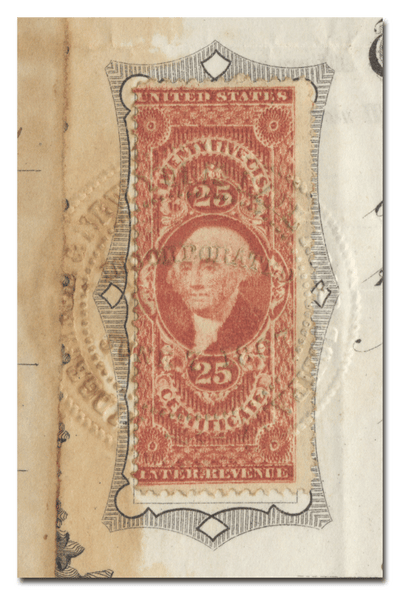 Ridgefield & New York Rail Road Company Stock Certificate (Revenue Stamp)